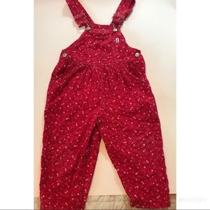 Sprockets red corduroy flowers overalls. sz 3T.